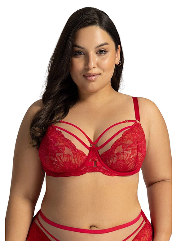 1824-1 Мереживний бюстгальтер з м'якою чашкою AVA Темно-червоний