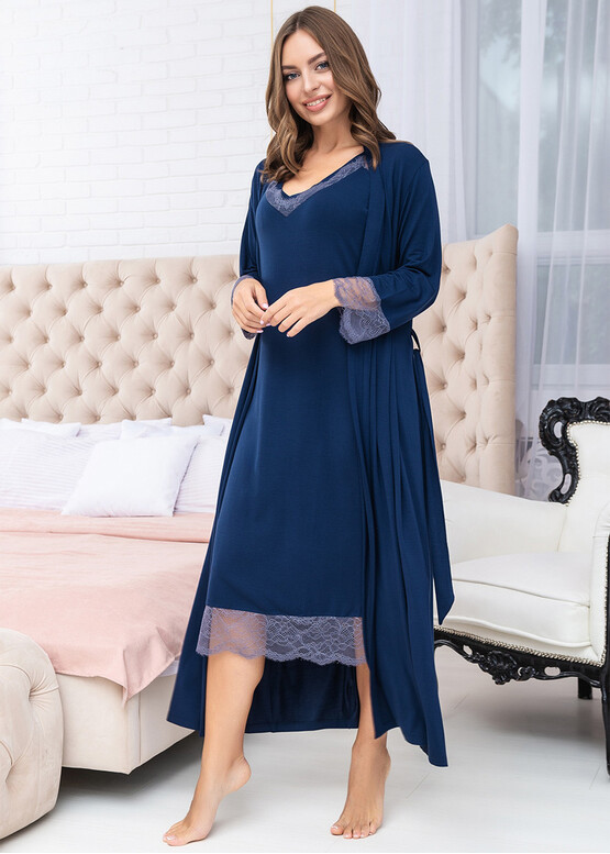 03159 Жіноча нічна сорочка з бамбука Effetto Синій