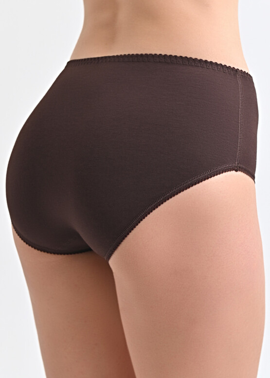 022 Женские хлопковые трусы-слип больших размеров с высокой посадкой Afina Шоколад