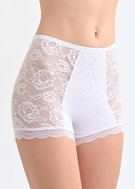 064 Жіночі мереживні шортики великих розмірів Afina Белый