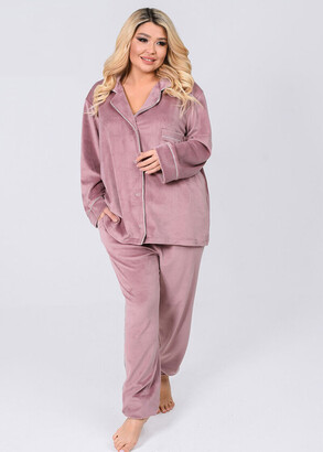 Женская велюровая пижама большого размера Style 67001 Пудра
