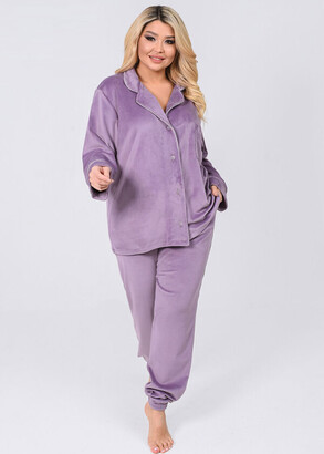 Женская велюровая пижама большого размера Style 67003 Сиреневый