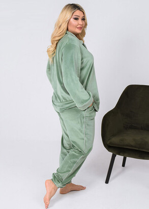 Женская велюровая пижама большого размера Style 67004 Ментол