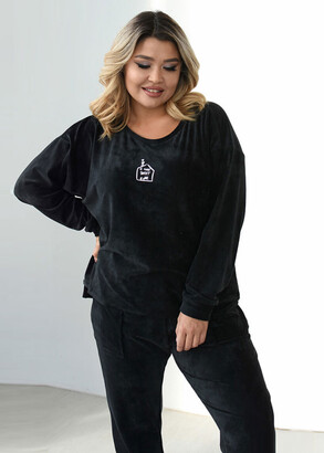 Женский спортивный костюм размера Plus size Style 70891 Черный