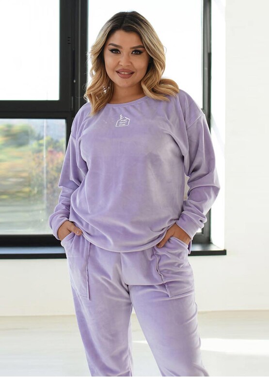 70893 Женский спортивный костюм размера Plus size Style Лиловый