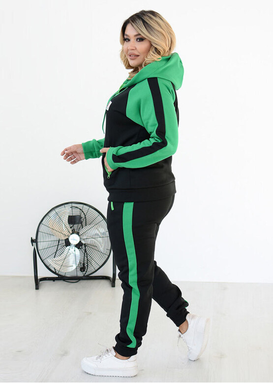 71175 Женский спортивный костюм большого размера Style Черный с зеленым