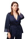 2022 Женская шелковая пижама с коротким халатом Kolett TM Easy Light Синий