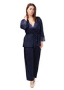 2022 Женская шелковая пижама с коротким халатом Kolett TM Easy Light Синий