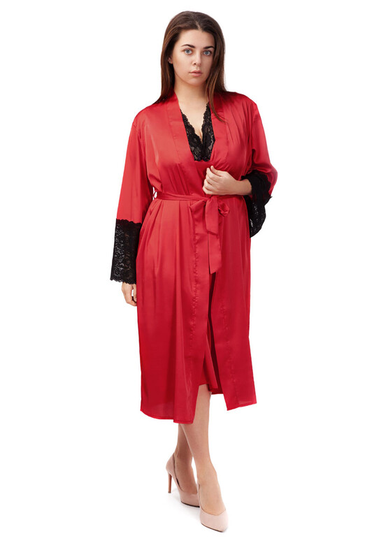 2033 Шелковая ночная сорочка с халатом Sharm TM Easy Light Красный