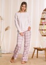 042 Женская байковая пижама: кофта и длинные штаны Key Цветной