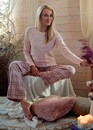 042 Женская байковая пижама: кофта и длинные штаны Key Цветной