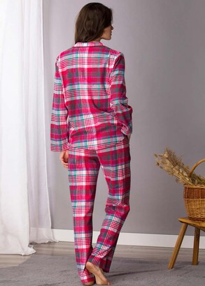 435 Женская байковая пижама: рубашка и длинные штаны Key Цветной