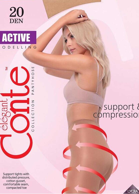 20 Женские компрессионные матовые колготы Conte Active 20 Den Графит
