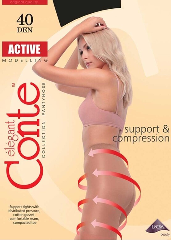 40 Жіночі компресійні колготи Conte Active 40 Den Чорний