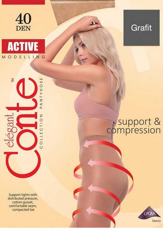 40 Жіночі компресійні колготи Conte Active 40 Den Графіт