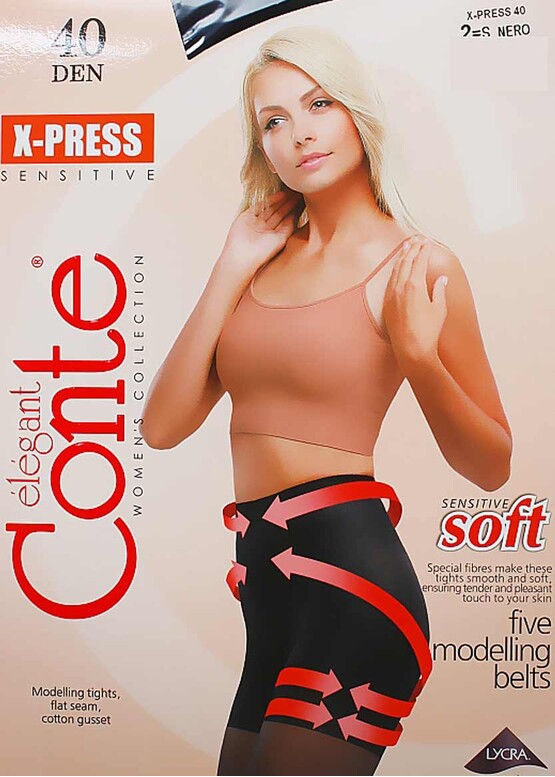 40 Корректирующие колготы с эффектом push-up Conte X-Press 40 Den Черный