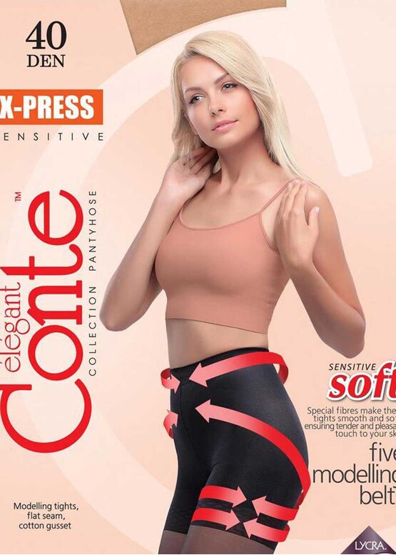 40 Корректирующие колготы с эффектом push-up Conte X-Press 40 Den Телесный