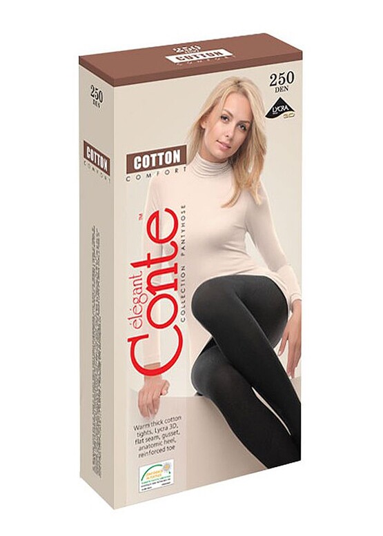 250 Женские хлопковые колготы Conte Cotton 250 Den Черный