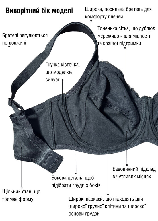 1125 Бюстгальтер з м'якою чашкою та широкими бретелями Lana Чорний