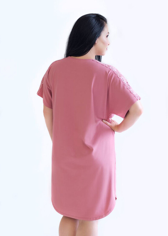 03-060 Нічна сорочка з бавовни Marsana Пурпурно-рожевий вигляд ззаду