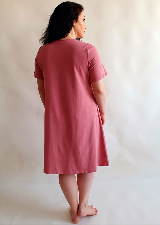 03-068 Нічна сорочка з бавовни Marsana Пурпурно-рожевий вид ззаду
