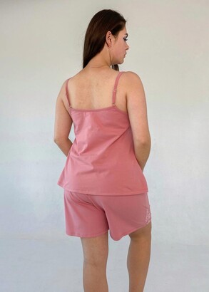 17-017 Женский хлопковый комплект (майка и шорты) Marsana Пурпурно-розовый