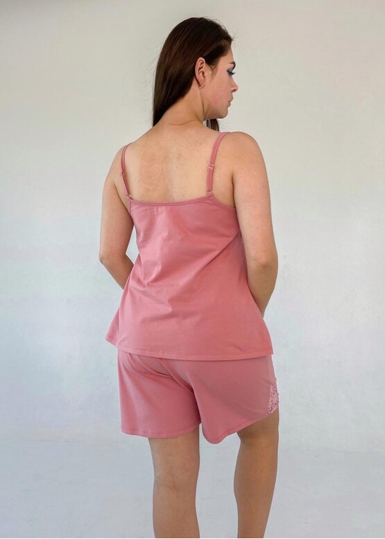 17-017 Жіночий бавовняний комплект (майка і шорти) Marsana Пурпурно-рожевий