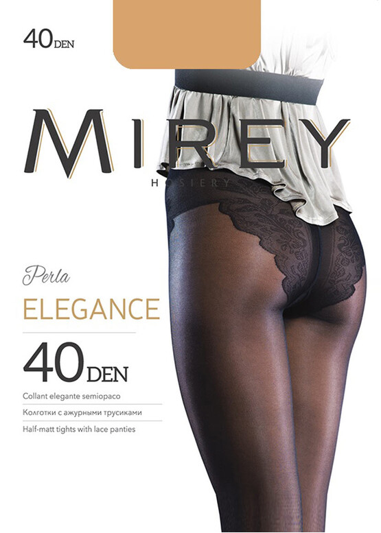 0040 Жіночі колготки з ажурними трусиками Mirey Elegance Glace 40 Den Бежевий