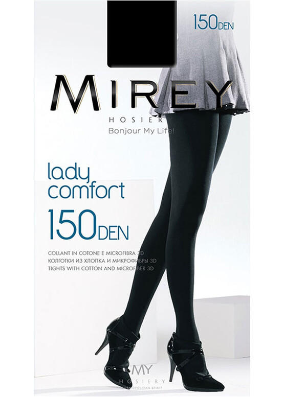 0150 Женские колготки с добавлением хлопка Mirey Lady Comfort Nero 150 Den Черный