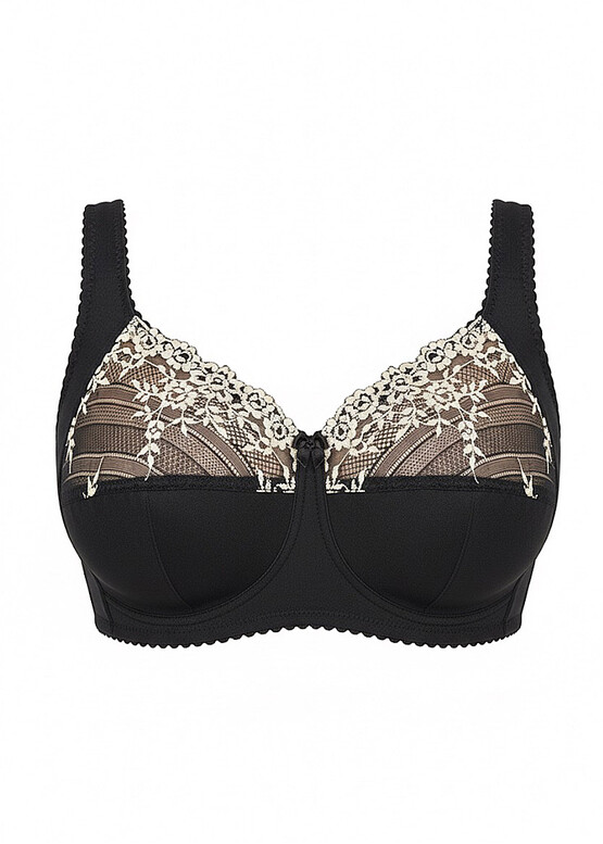 127400 Бюстгальтер без косточек и широкими бретелями Nana Черный с вышивкой