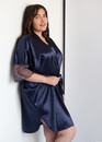 F50117 Жіночий шовковий халат великого розміру Nana Home Синій