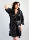 F50117 Жіночий шовковий халат великого розміру Nana Home Чорний
