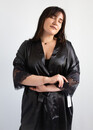 F50117 Жіночий шовковий халат великого розміру Nana Home Чорний