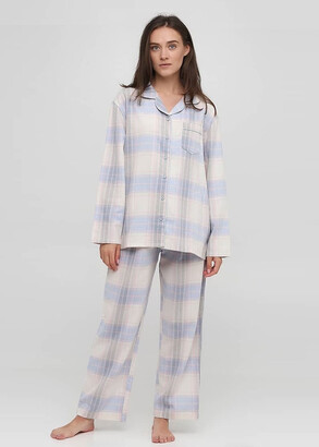 04-001 Женская байковая пижама: рубашка и длинные штаны Naviale Голубой