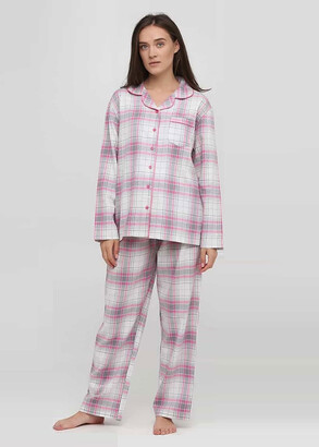 04-001 Жіноча байкова піжама: сорочка і довгі штани Naviale Рожева клітка