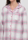 04-001 Женская байковая пижама: рубашка и длинные штаны Naviale Розовая клетка