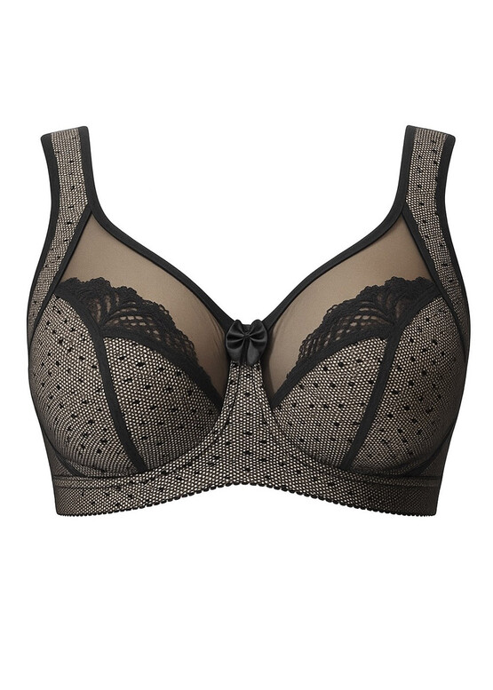 195-187 Бюстгальтер без каркасов с боковой поддержкой Orhideja Черный с бежевым