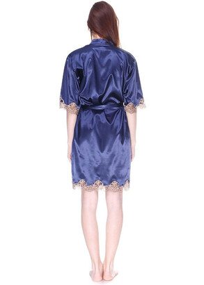 1041 Женский атласный халат большого размера Serenade Синий