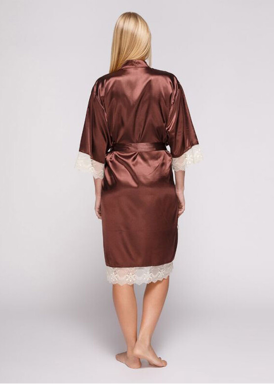 1051 Жіночий атласний халат великого розміру Serenade Коричневий