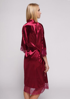 1211 Женский шелковый халат большого размера Serenade Бордовый