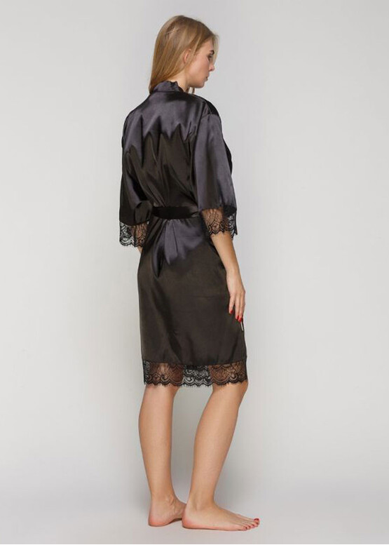 1401 Женский атласный халат большого размера Serenade Черный