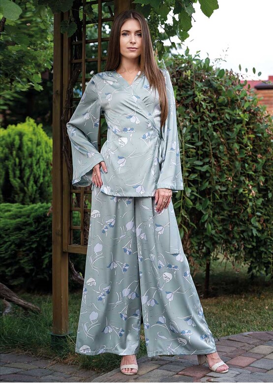 1904 Женская шелковая пижама Shato Оливковый