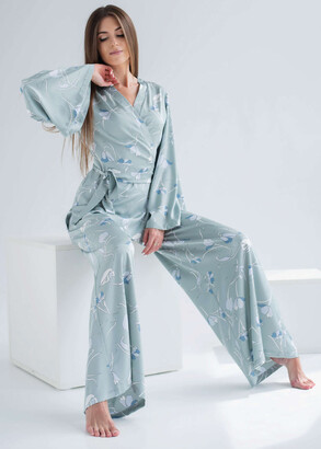 1904 Женская шелковая пижама Shato Оливковый