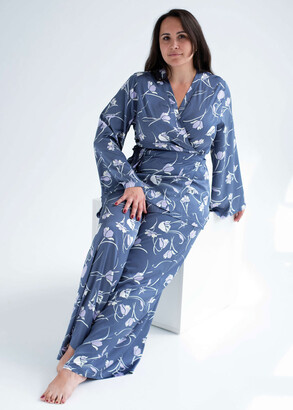 1904 Женская шелковая пижама Shato Синий