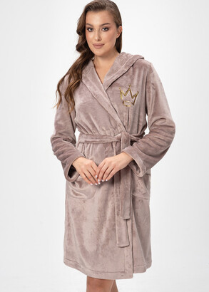 1129 Женский велюровый халат Wiktoria Капучино 1129 Женский велюровый халат Wiktoria Капучино
