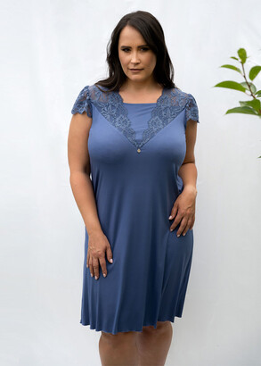 2340 Жіноча нічна сорочка з віскози Shato Темно-синій