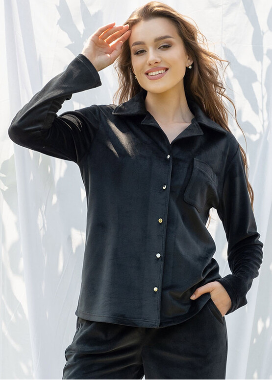 2324 Велюровий костюм (блузон і штани) Shato Чорний