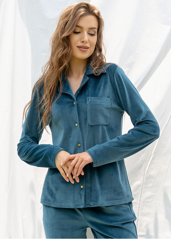 2324 Велюровий костюм (блузон і штани) Shato Бірюзовий