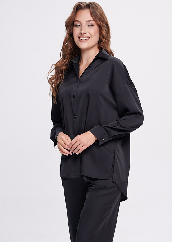 2704 Женский шелковый костюм для дома Shato Черный