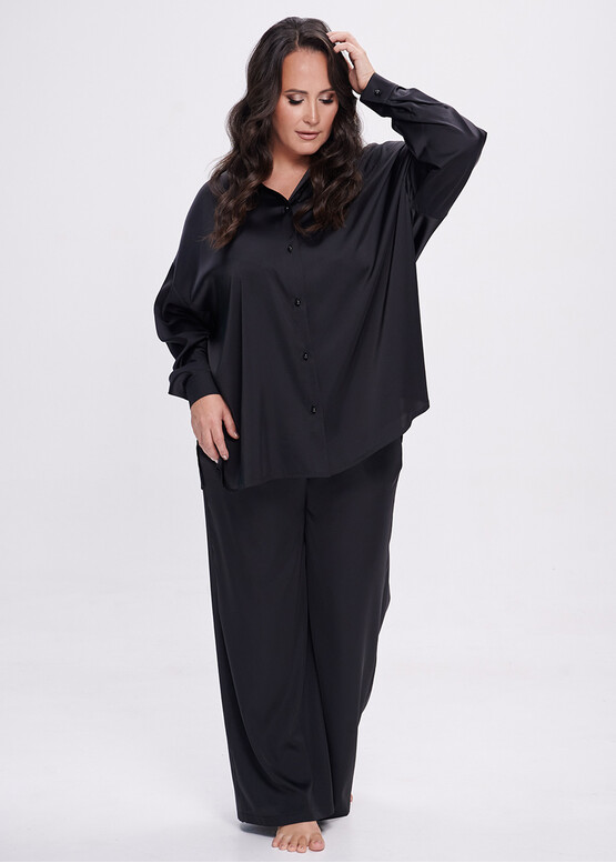 2704 Женский шелковый костюм для дома Shato Черный